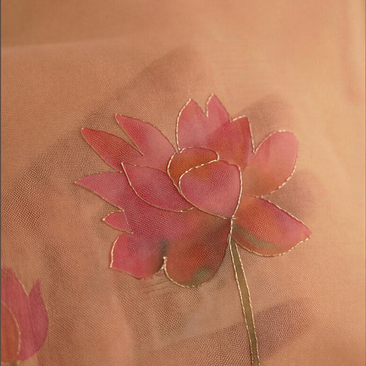 Beige Organza Saree with elegant Pita work