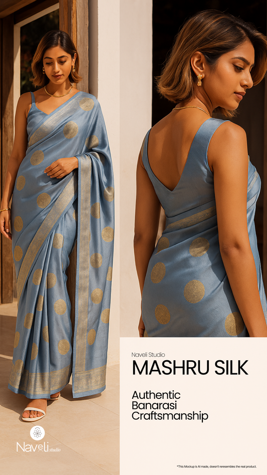 Mystic Blue Banarasi Moonga Tissue Saree