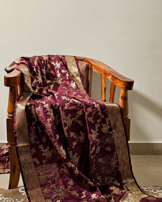 Tyrian Purple Banarasi Meenakari Dupatta