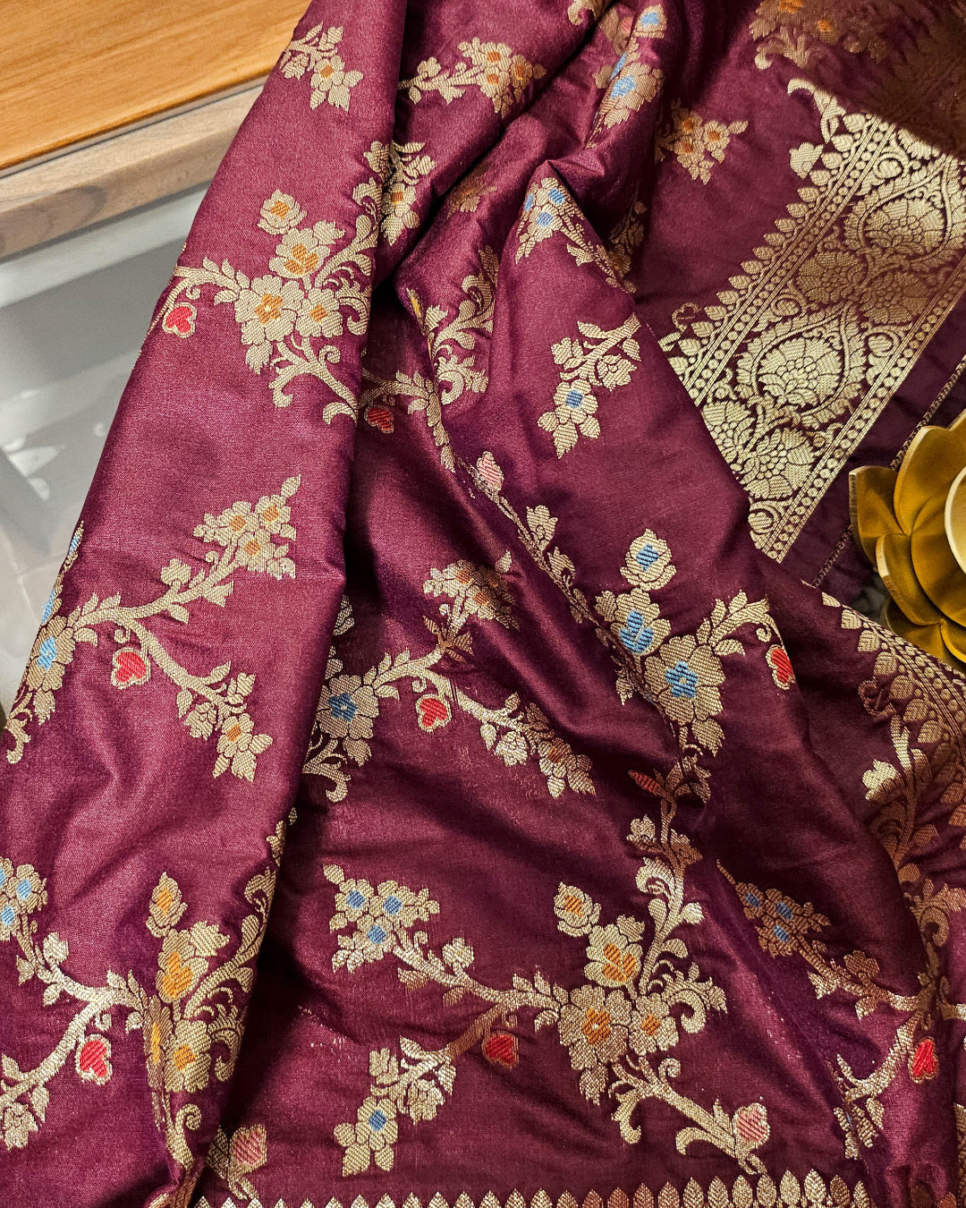 Tyrian Purple Banarasi Meenakari Dupatta