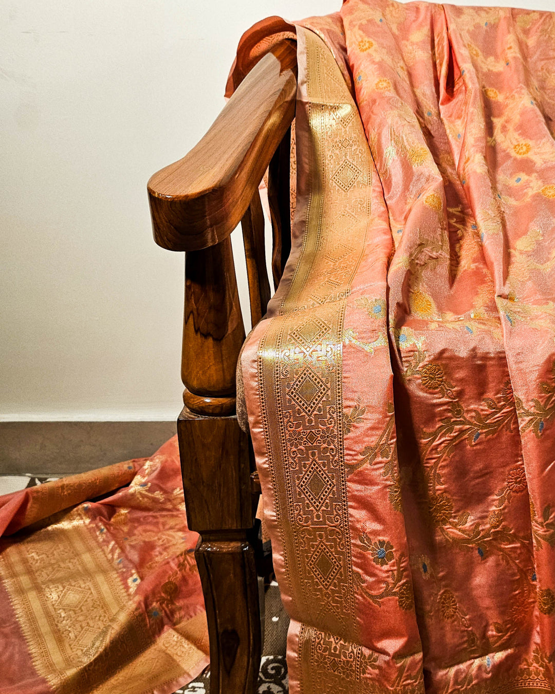 Petal Peach Banarasi Meenakari Dupatta