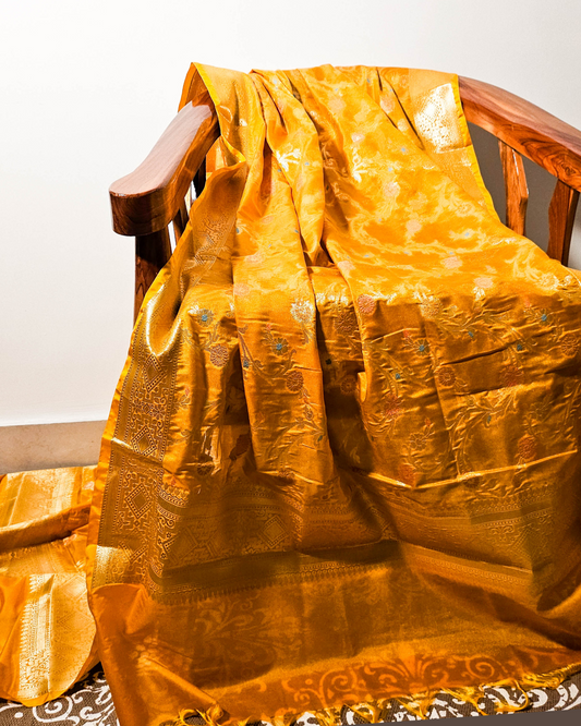 Honey Yellow Banarasi Meenakari Dupatta