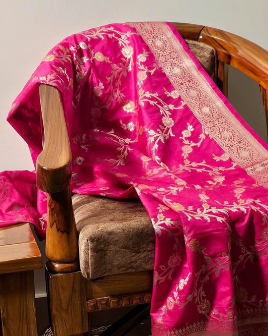 Passion Pink Banarasi Meenakari Dupatta