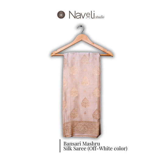 Banarasi Mashru Silk Saree (Off-White)
