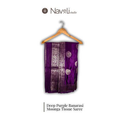 Deep Purple Banarasi Moonga Tissue Saree