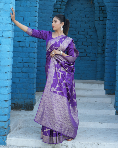 Bansari Mashru Silk Saree (Royal Purple)