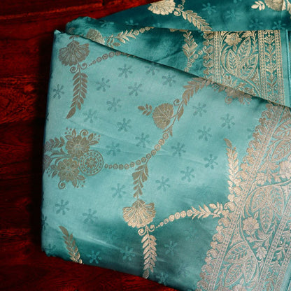 Banarasi Mashru Silk Saree (Turquoise)
