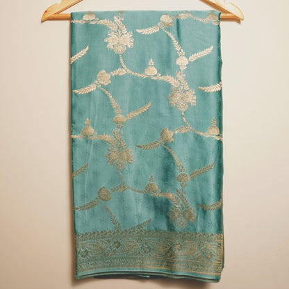 Banarasi Mashru Silk Saree (Turquoise)