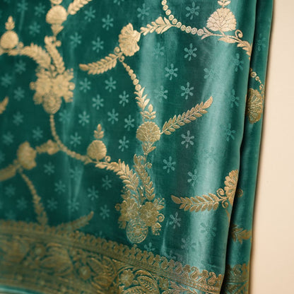 Banarasi Mashru Silk Saree (Turquoise)