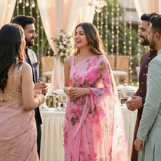 Blush Rose Organza Saree