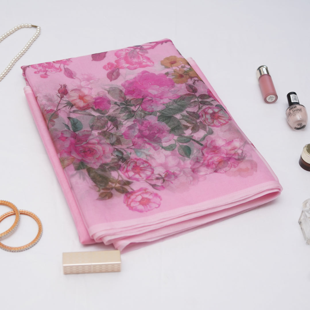 Blush Rose Organza Saree