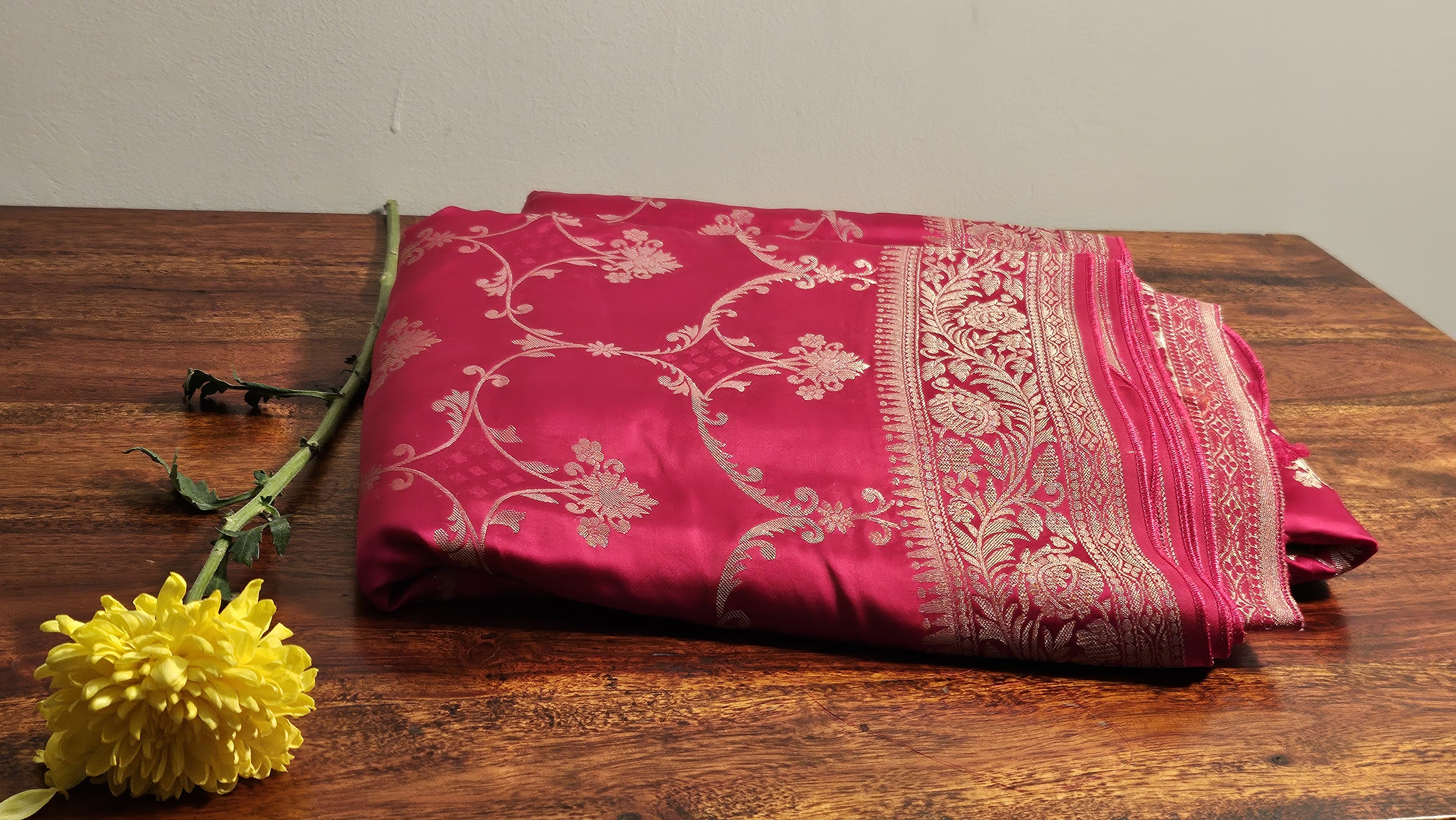 Bansari Mashru Silk Saree (Deep Pink)