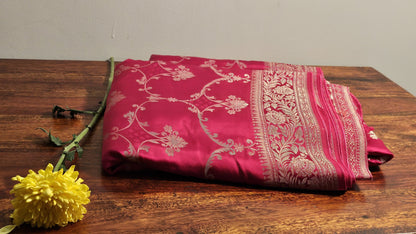 Bansari Mashru Silk Saree (Deep Pink)