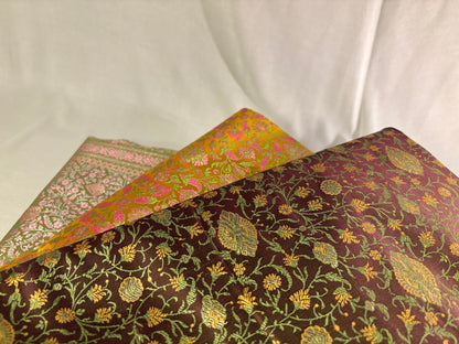 Green - Pink Soft Satin Silk Tanchoi Jamawar Banarasi Handloom Saree