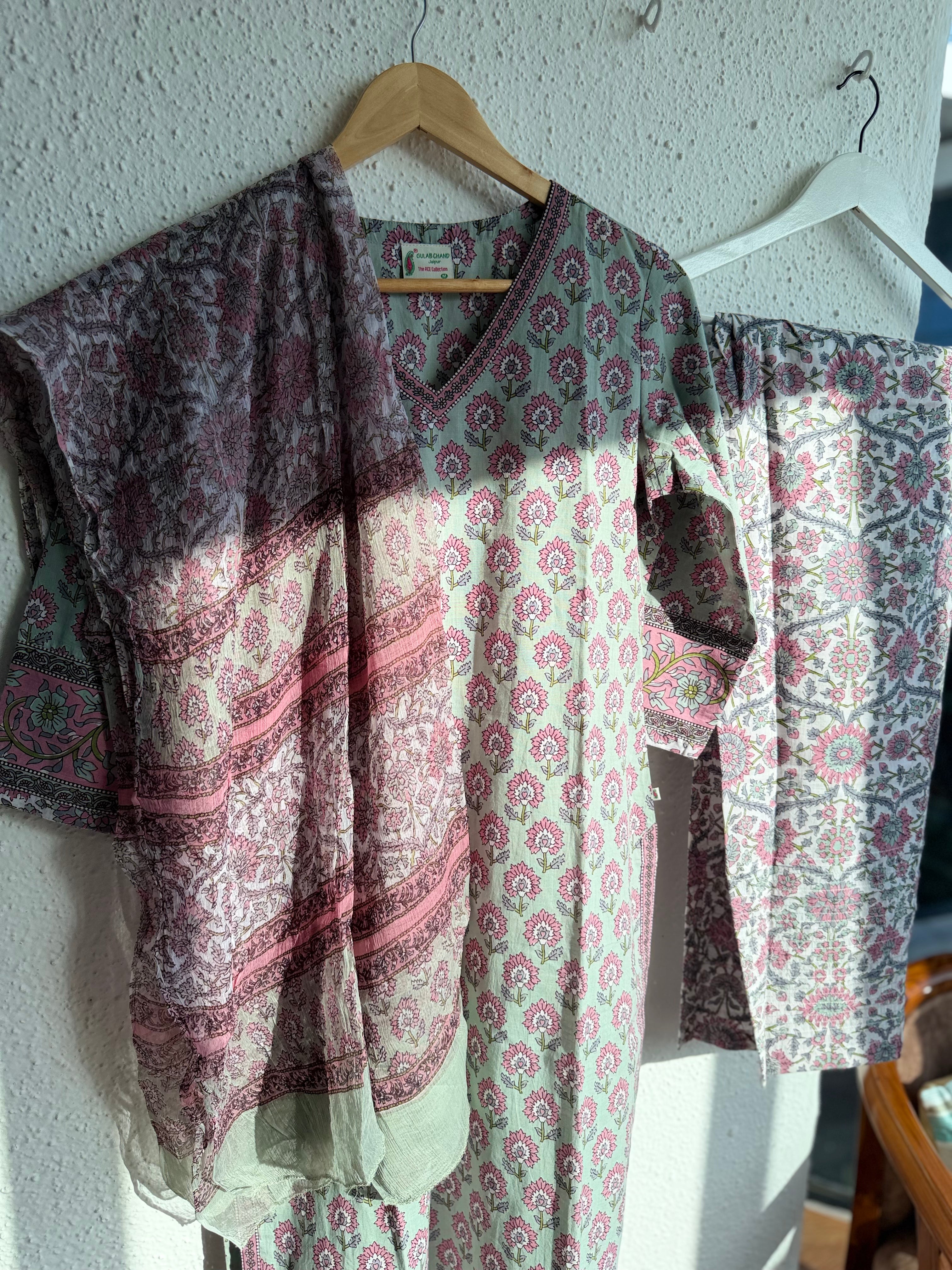 Gulabi Bagh Floral Block Print Suit Set