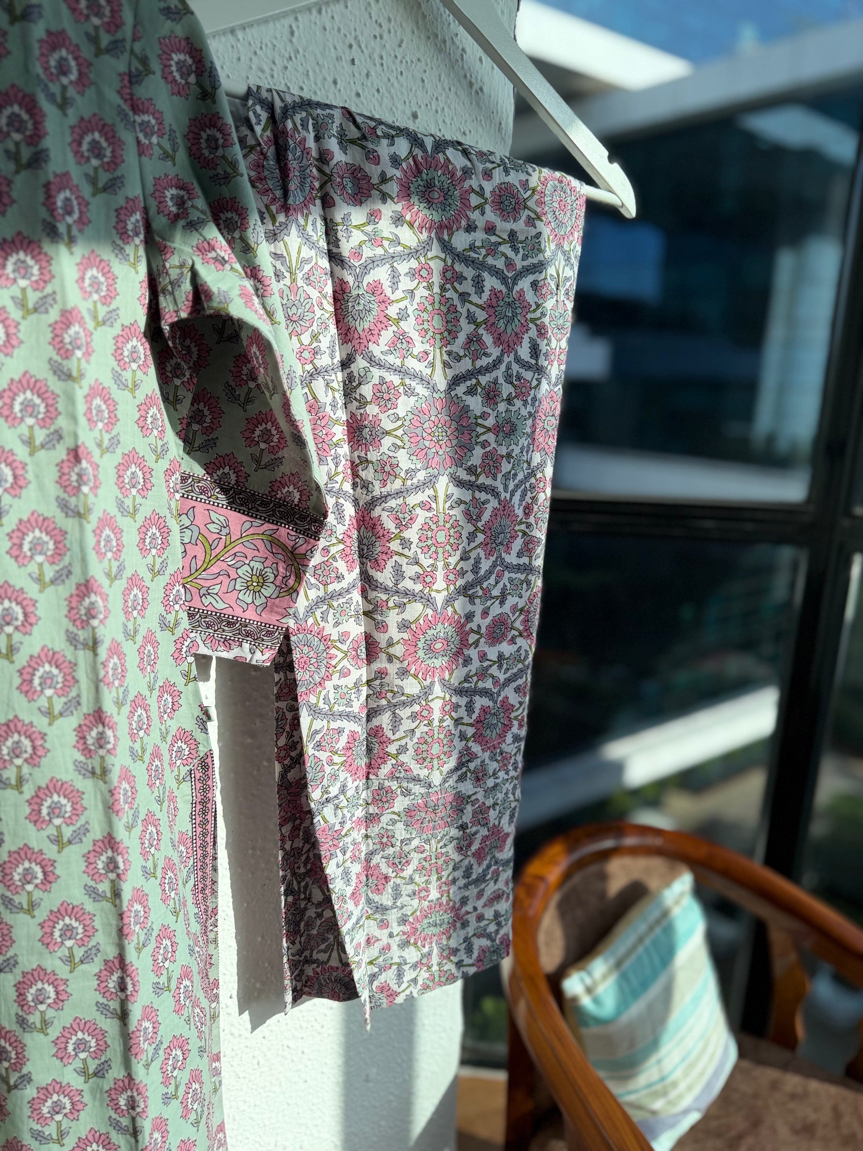 Gulabi Bagh Floral Block Print Suit Set