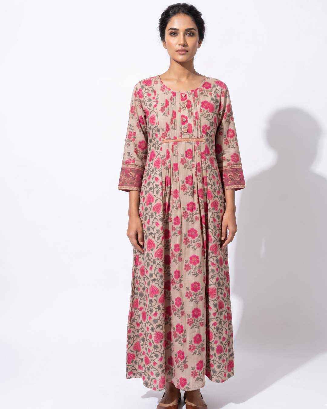 The Pink Bloom Hand Block Print Pure Cotton Kurti
