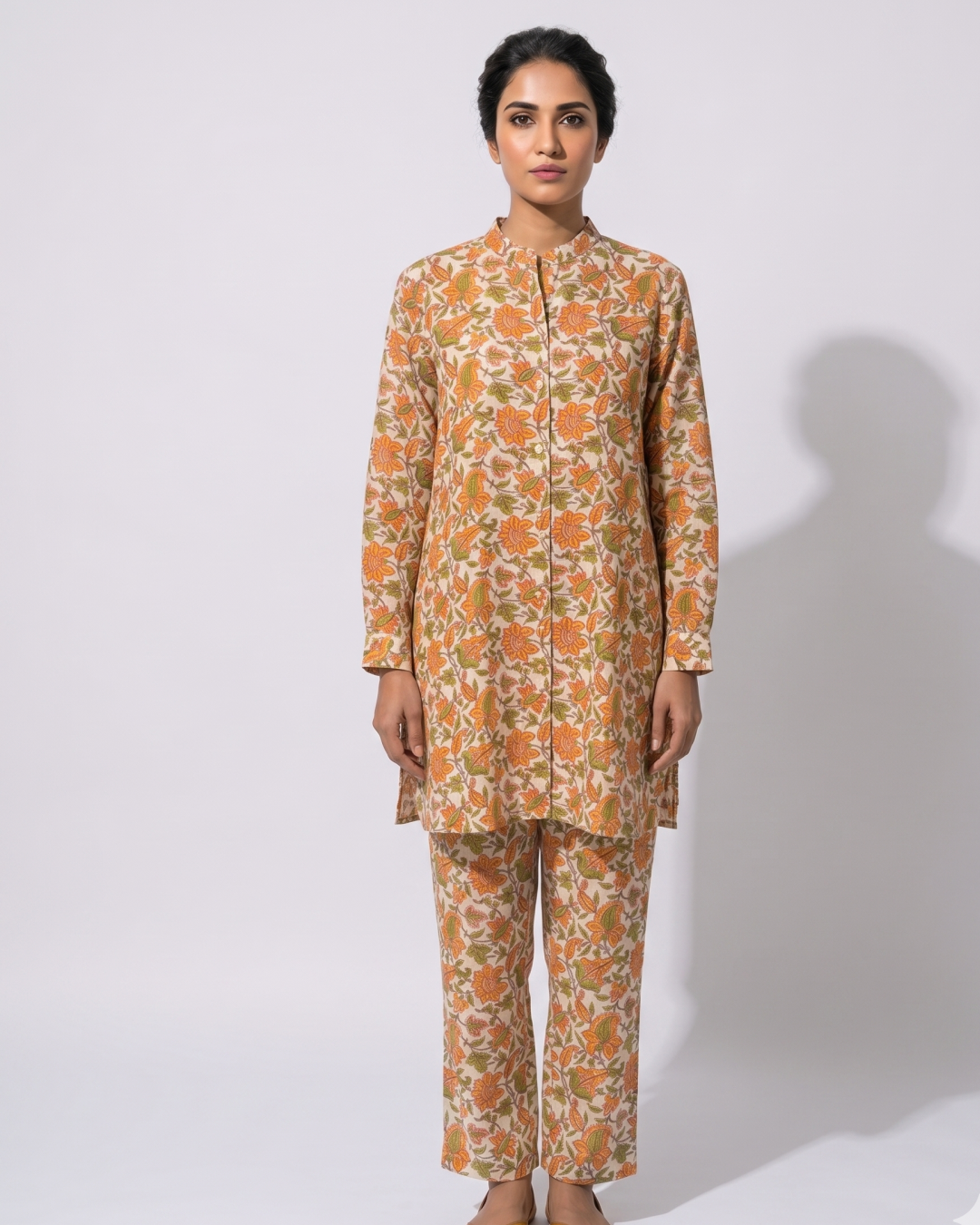 Kesari Bloomb Pure Hand Block Print Cotton Co-ord Set