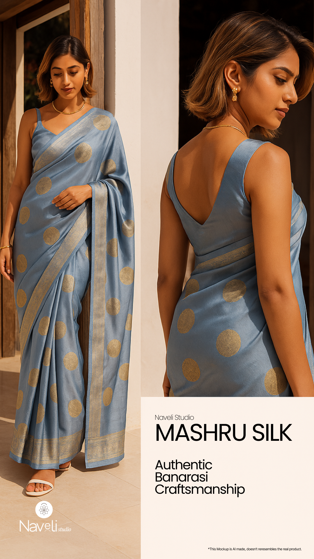 Mystic Blue Banarasi Pure Moonga Tissue Saree