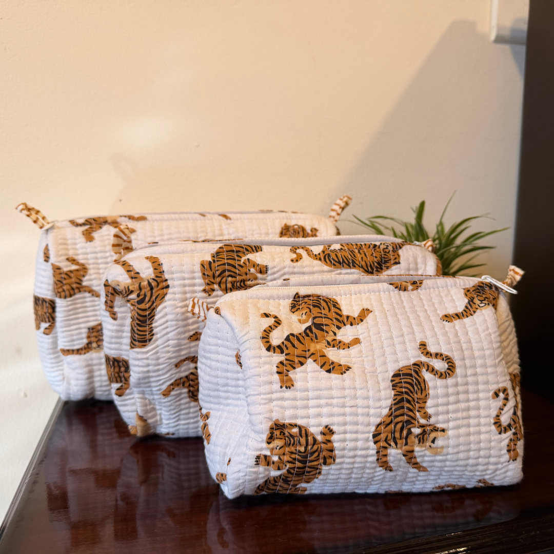 Premium 3-Piece Quilted Cosmetic Organizer Set – Travel Makeup & Toiletry Bags