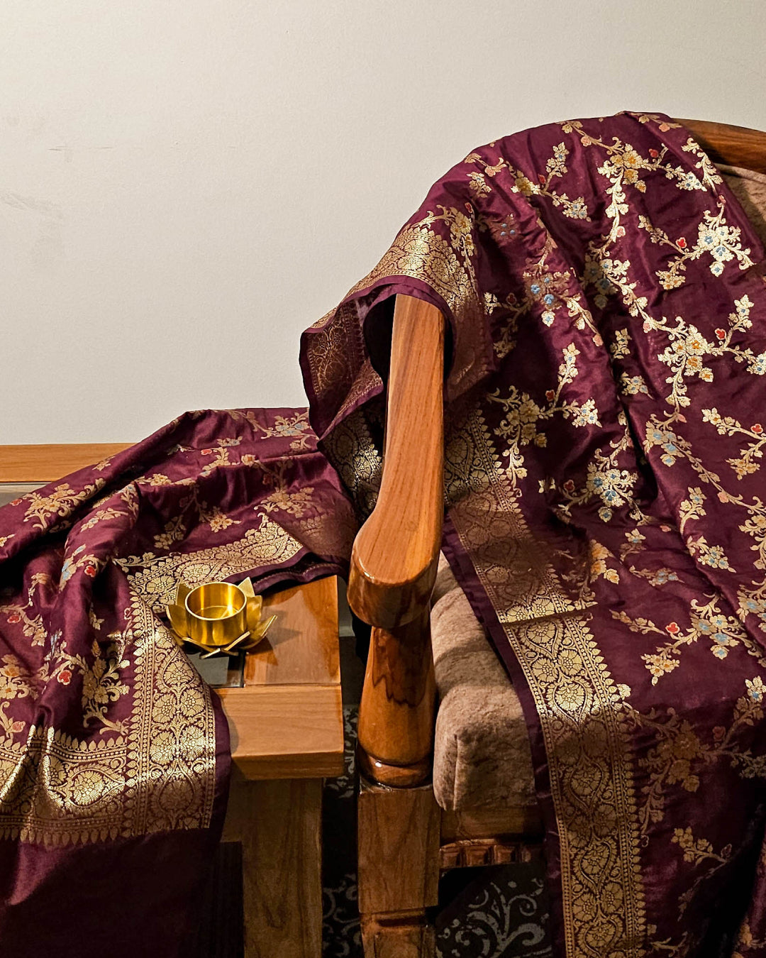 Tyrian Purple Banarasi Meenakari Dupatta