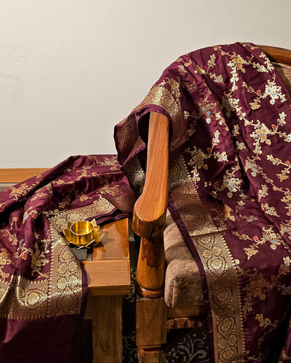 Tyrian Purple Banarasi Bandhani Dupatta