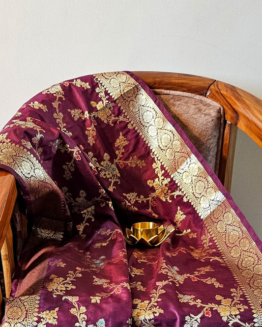 Tyrian Purple Banarasi Bandhani Dupatta