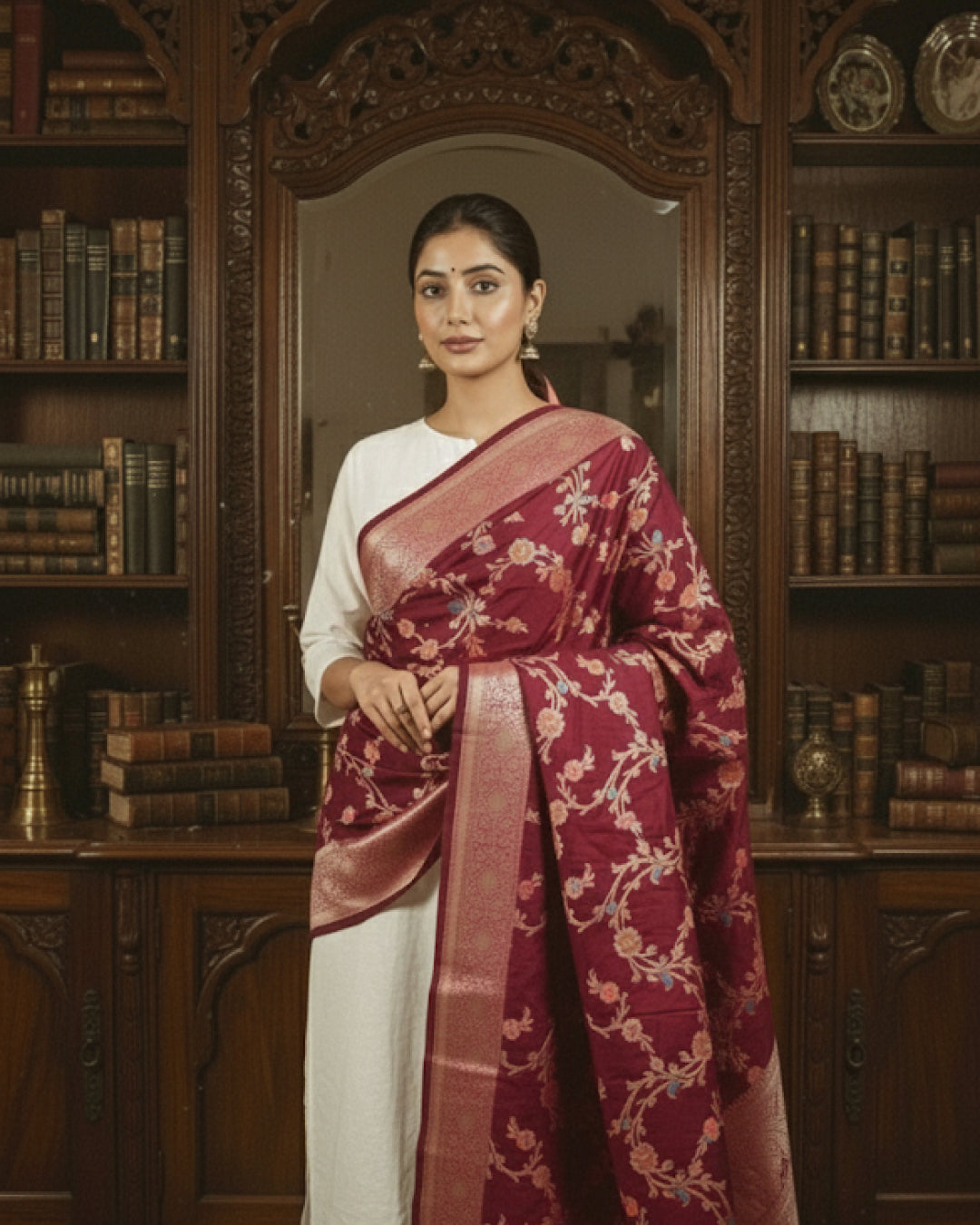 Tyrian Purple Banarasi Meenakari Dupatta