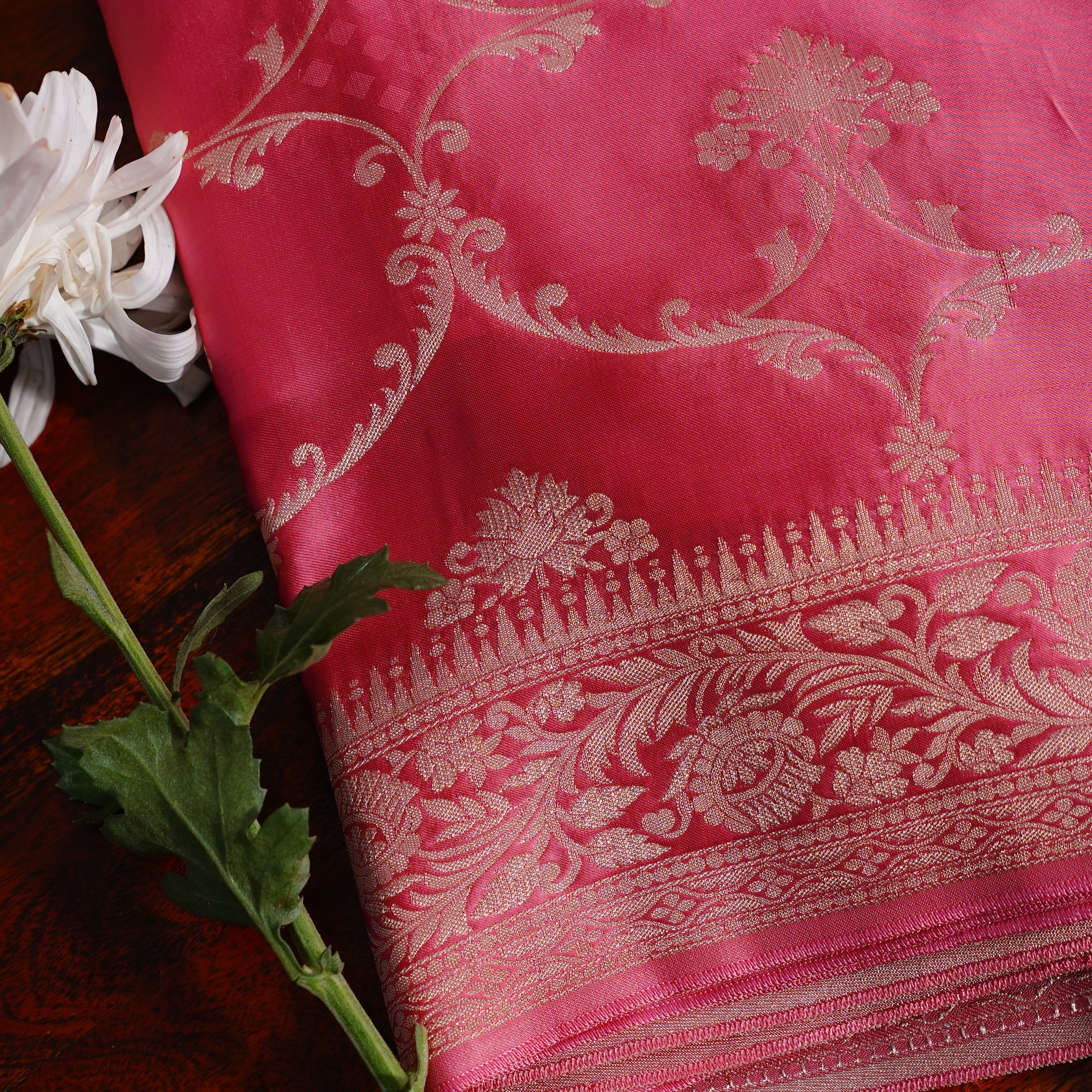 Bansari Mashru Silk Saree (Pink)