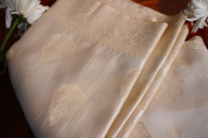 Bansari Mashru Silk Saree (Off-White)