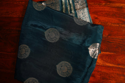 Sea Green Banarasi Moonga Tissue Saree