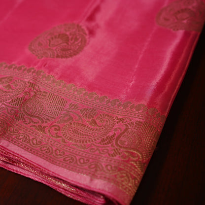 Candy Rose Banarasi Moonga Tissue Saree
