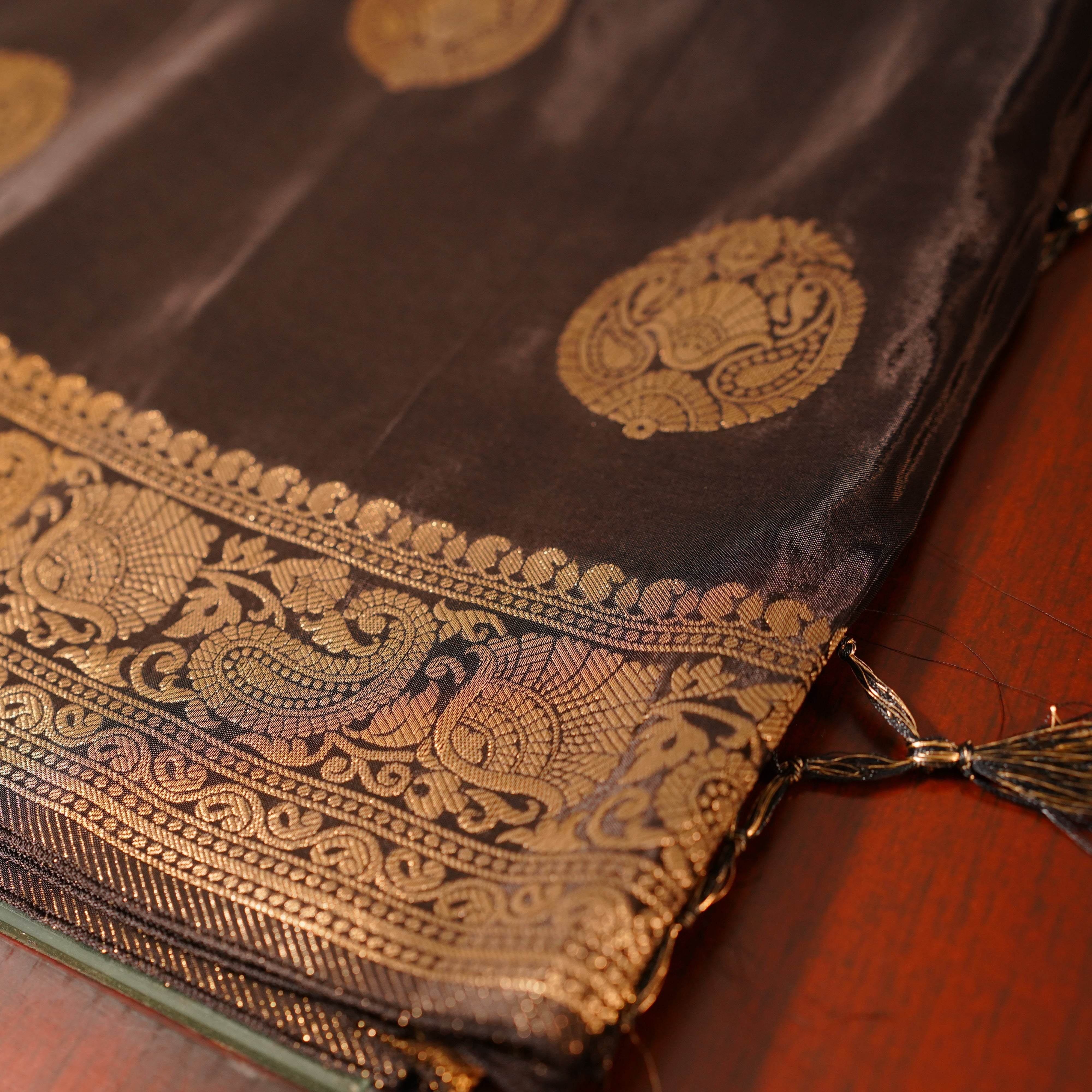 Black - Gold Banarasi Moonga Tissue Saree