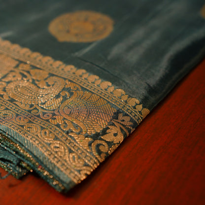 Sea Green Banarasi Moonga Tissue Saree