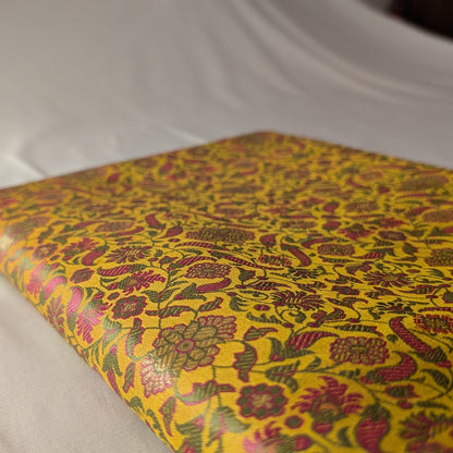 Yellow Soft Satin Silk Tanchoi Jamawar Banarasi Handloom Saree