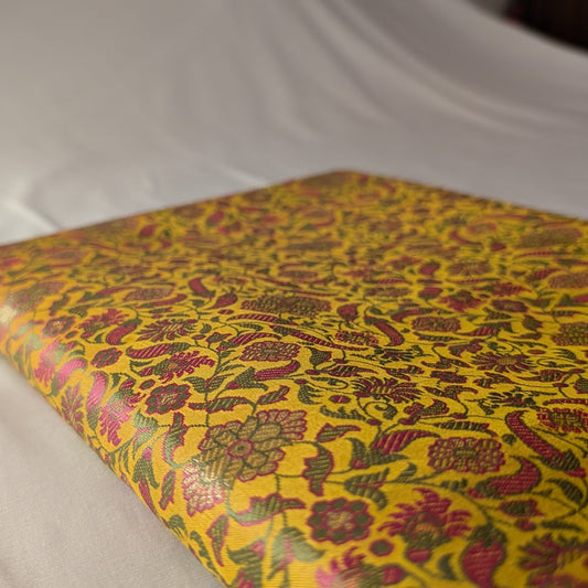 Yellow Soft Satin Silk Tanchoi Jamawar Banarasi Handloom Saree