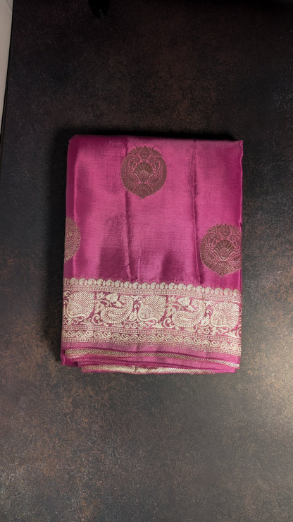 Candy Rose Banarasi Moonga Tissue Saree