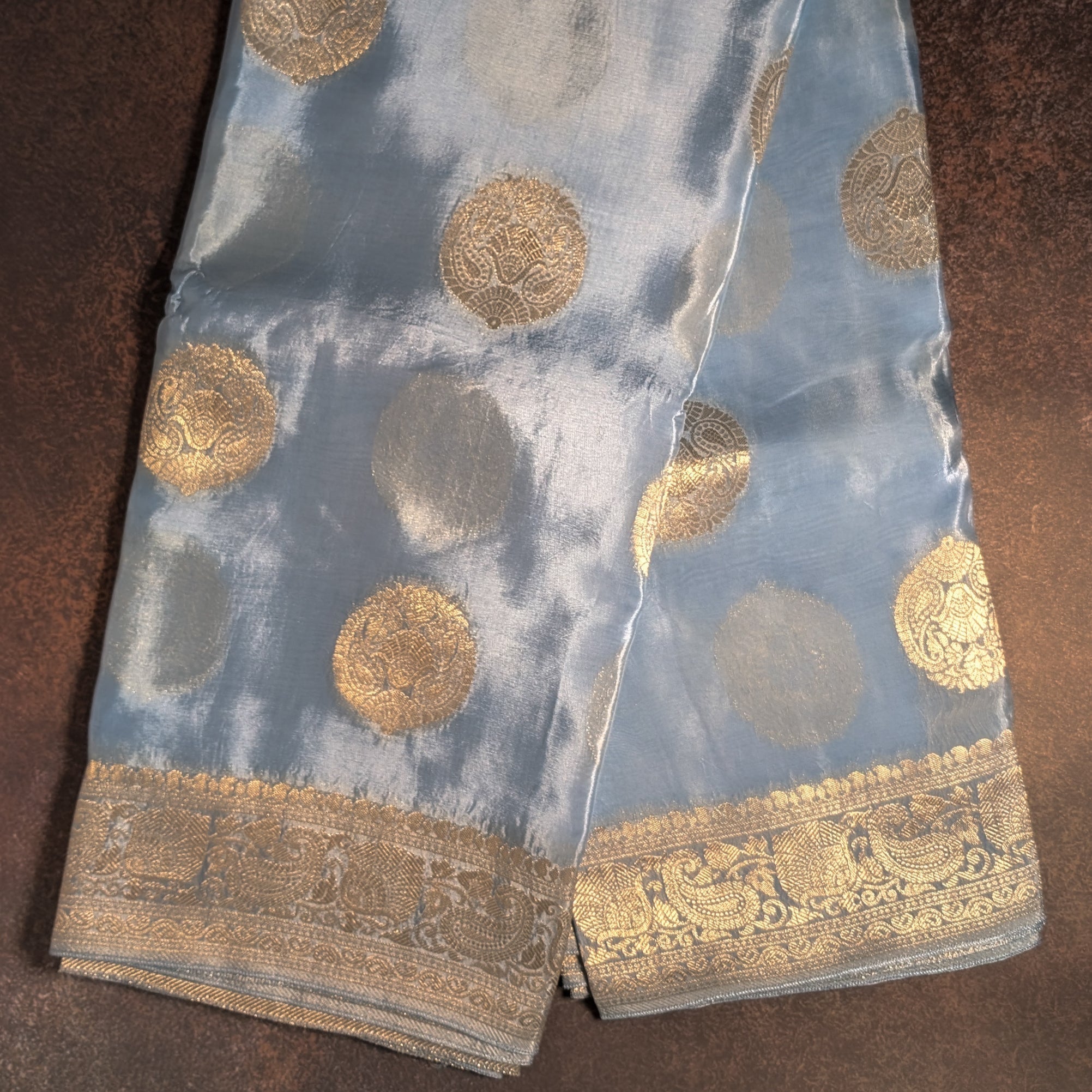 Mystic Blue Banarasi Moonga Tissue Saree