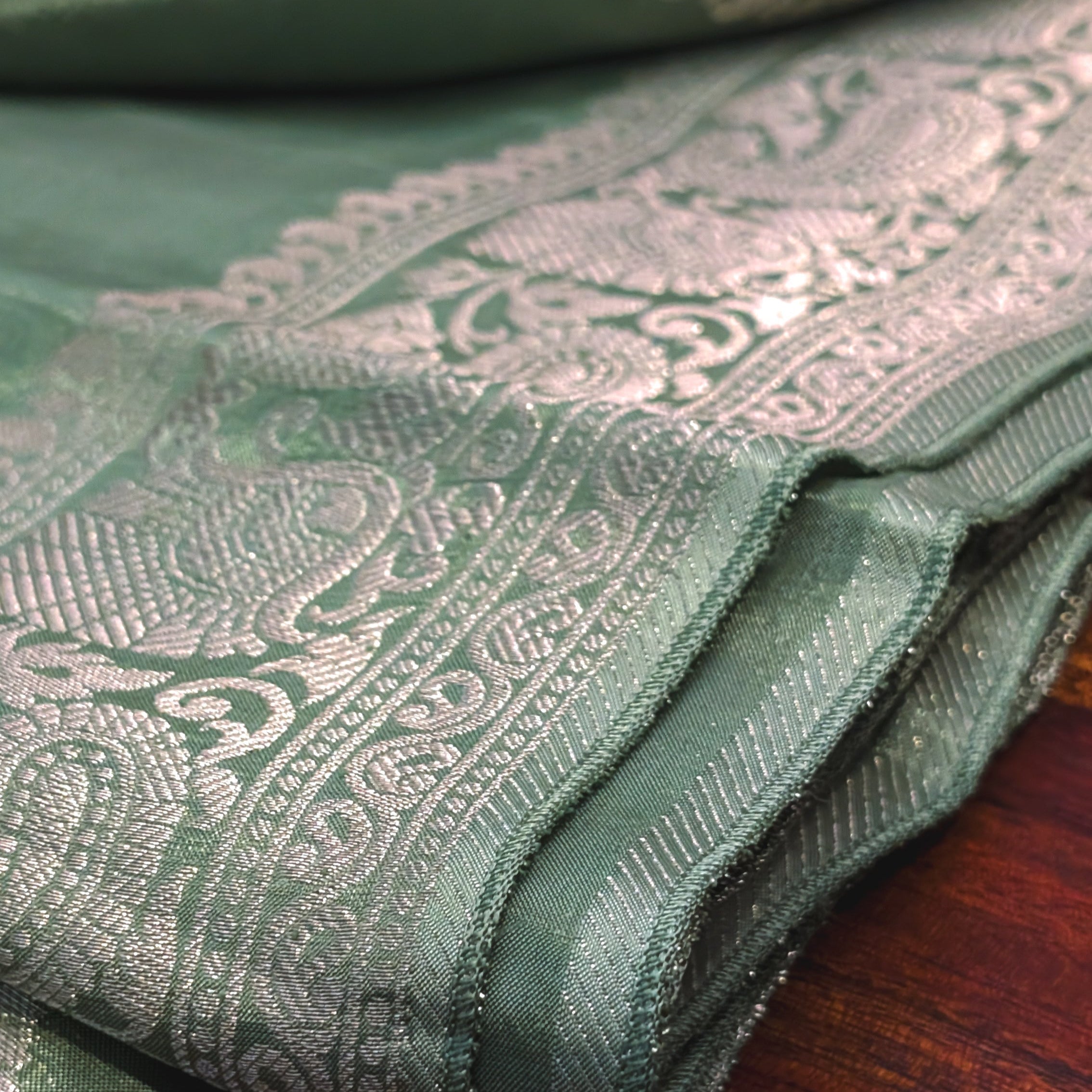 Sage Green Banarasi Moonga Tissue Saree
