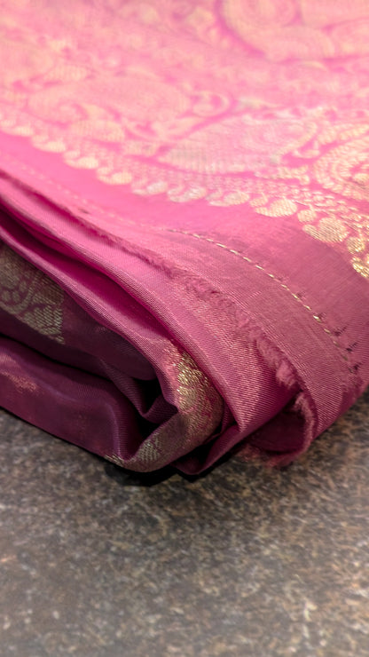 Candy Rose Banarasi Moonga Tissue Saree