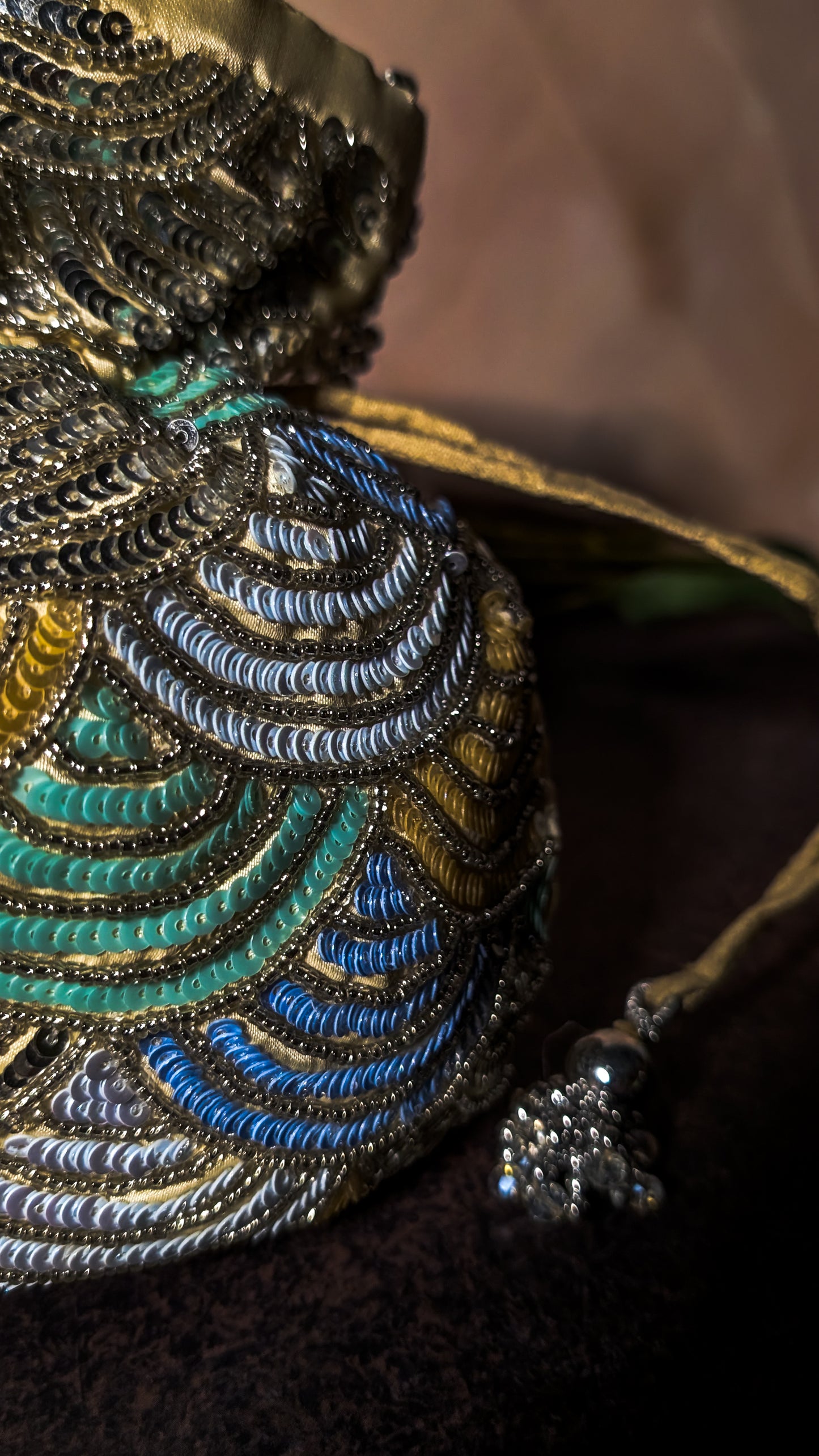 Peacock Silk Embroidered Women Potli Bag