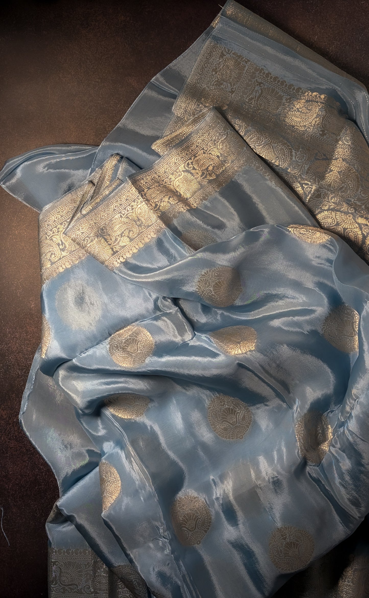 Mystic Blue Banarasi Moonga Tissue Saree