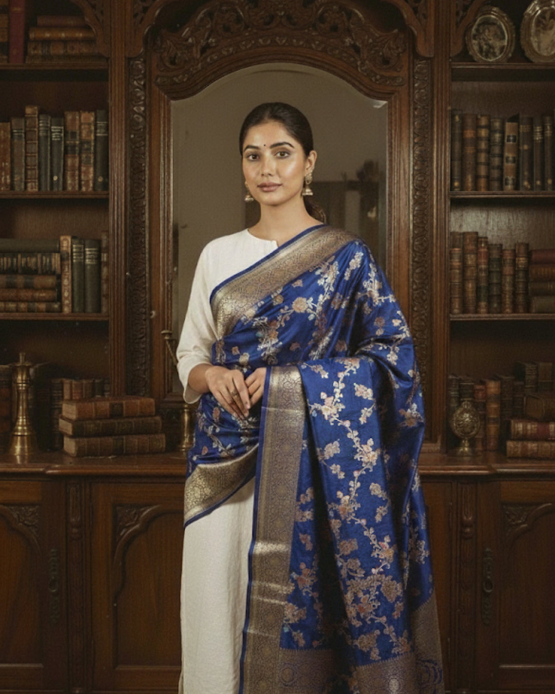 Royal Blue Banarasi Meenakari Dupatta