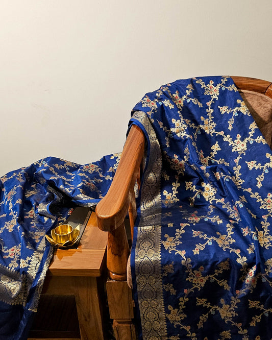 Royal Blue Banarasi Bandhani Dupatta