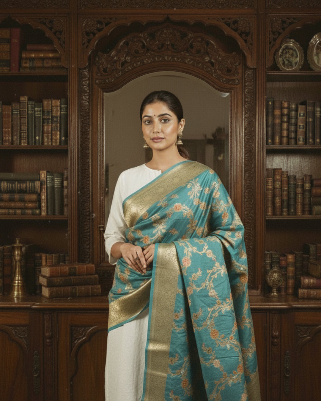 Sea Green Banarasi Meenakari Dupatta