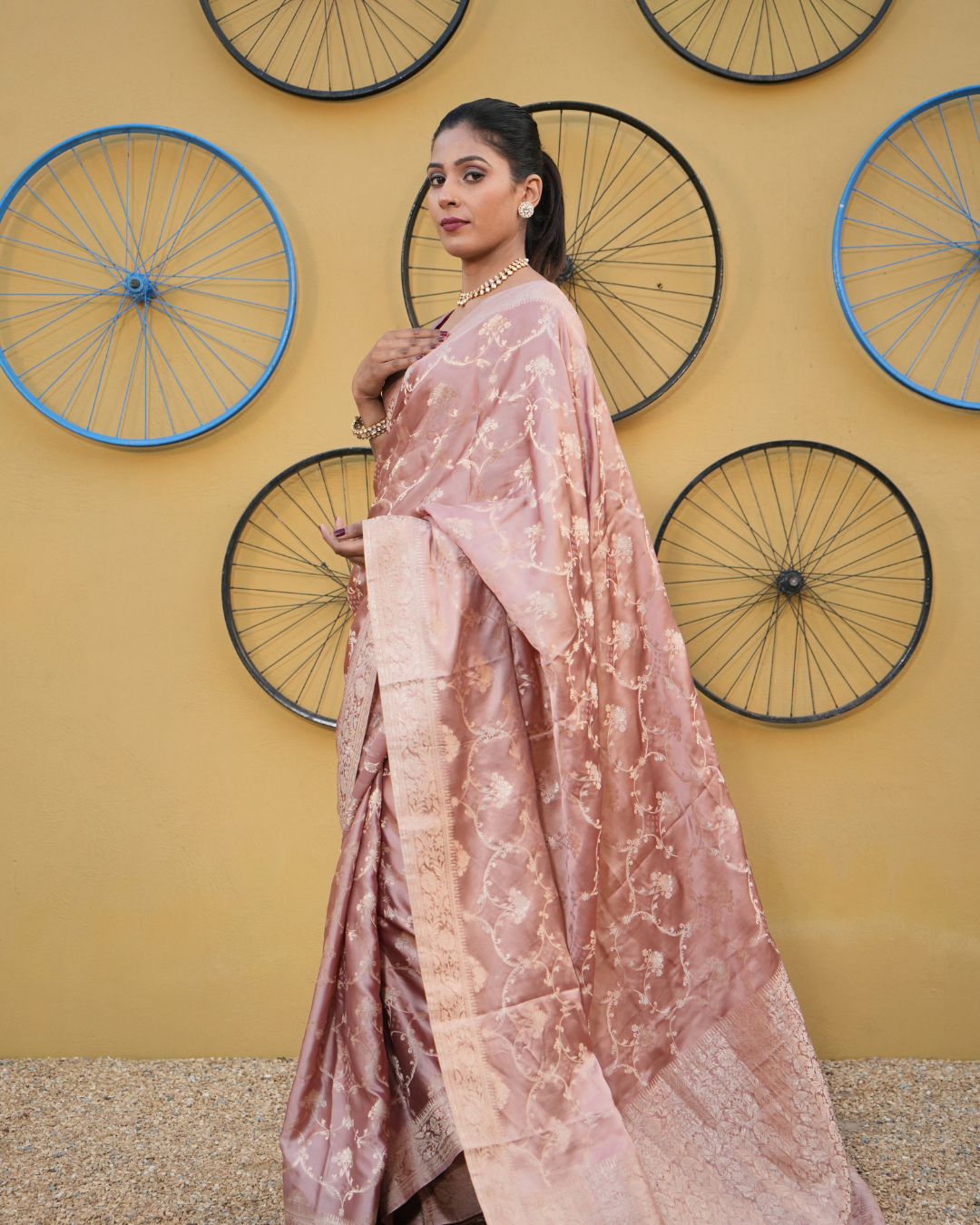 Bansari Mashru Silk Saree (Skin)