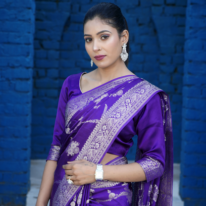 Bansari Mashru Silk Saree (Royal Purple)