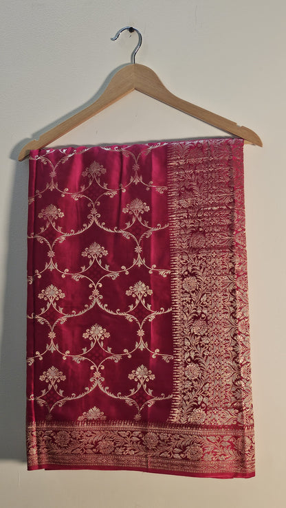 Bansari Mashru Silk Saree (Deep Pink)