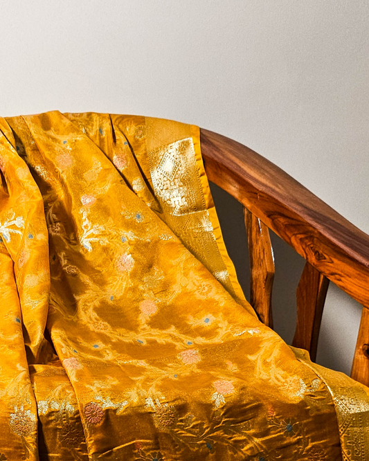 Honey Yellow Banarasi Bandhani Dupatta