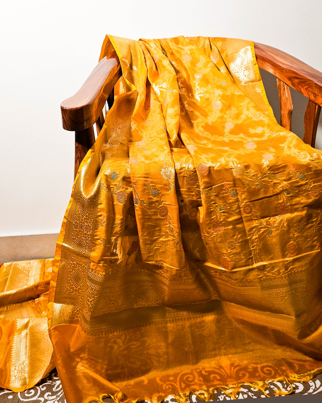 Honey Yellow Banarasi Meenakari Dupatta